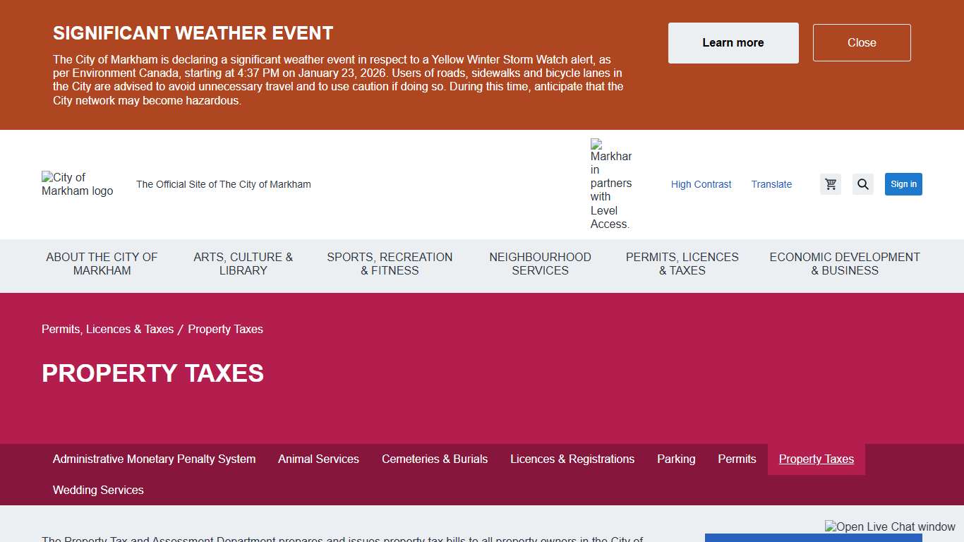 Property Taxes City of Markham